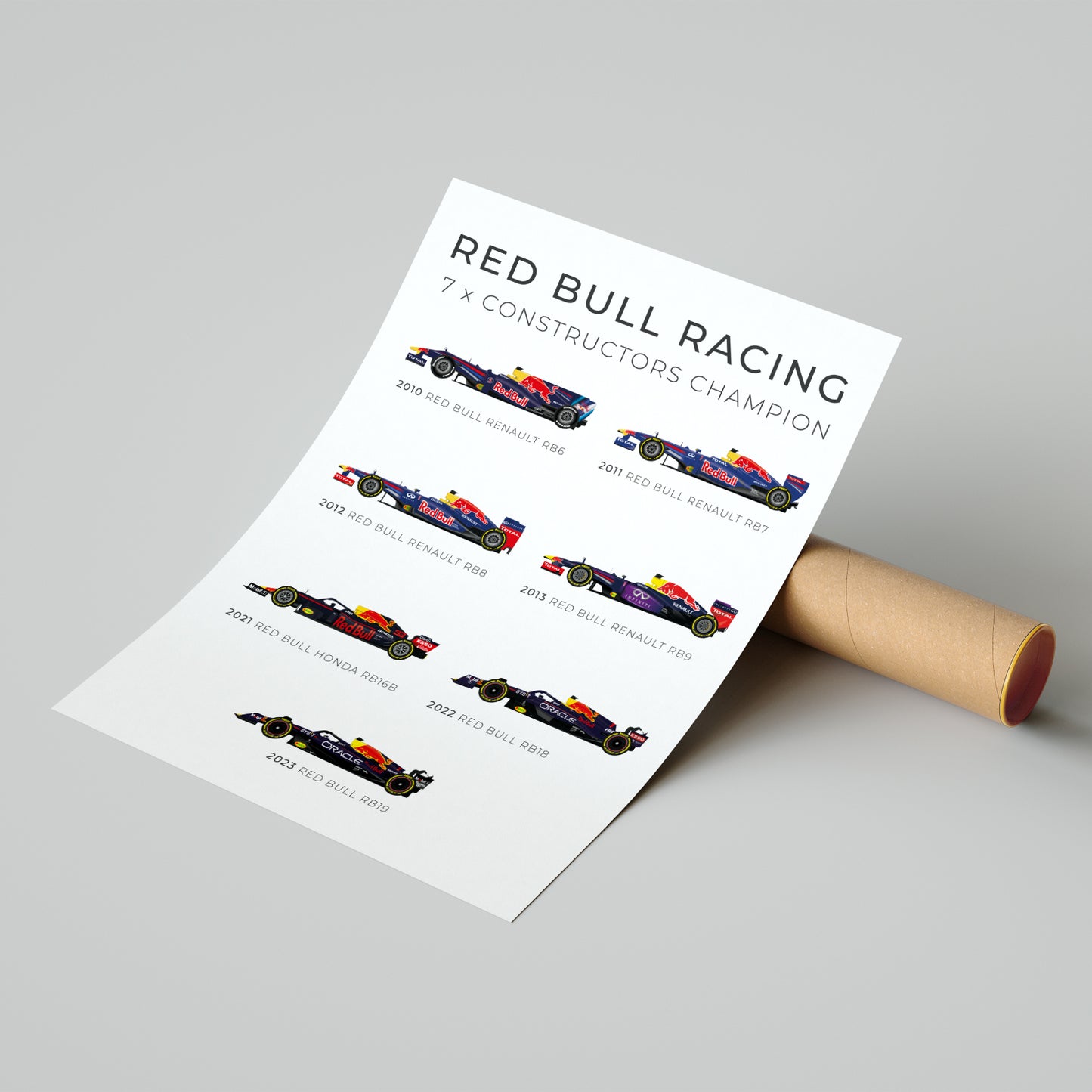 a roll of paper with a picture of a red bull racing car