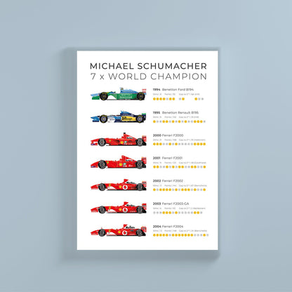 Michael Schumacher 7 x World Champion wall print by SportsChord